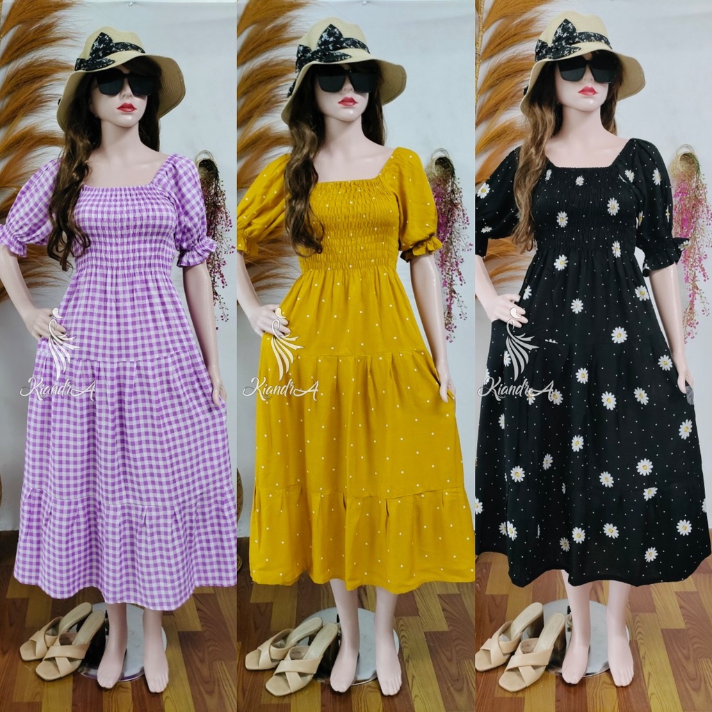 Kiandra - Long Dress Kerut Double Ruffle