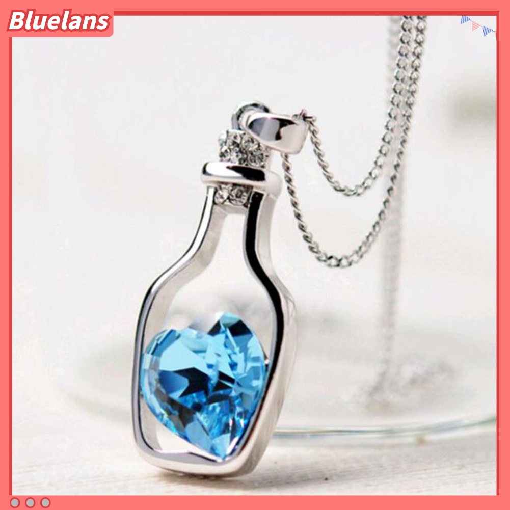 Bluelans Women Fashion Drift Bottle Pendant Heart Rhinestone Inlaid Necklace Jewelry Gift