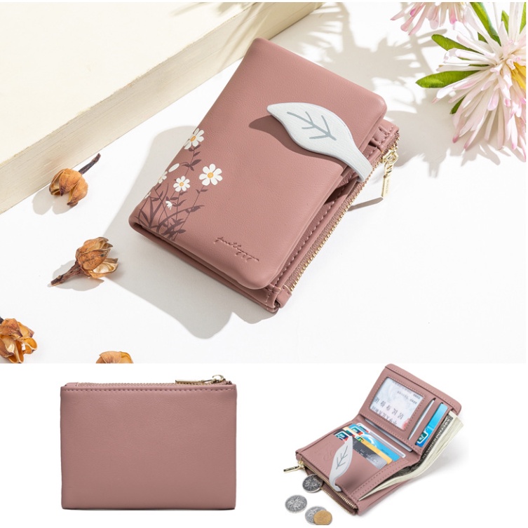 Dompet Kulit Wanita Cewek Kartu Motif Dompet Pendek Wanita J184
