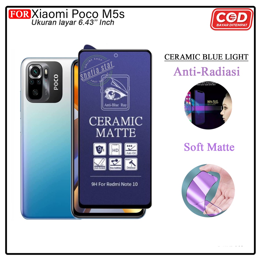 Tempered Glass Ceramik Blue Light Xiaomi Poco M5 Poco F5 M5s X5 5G Anti Gores Anti Radiasi Full Cover