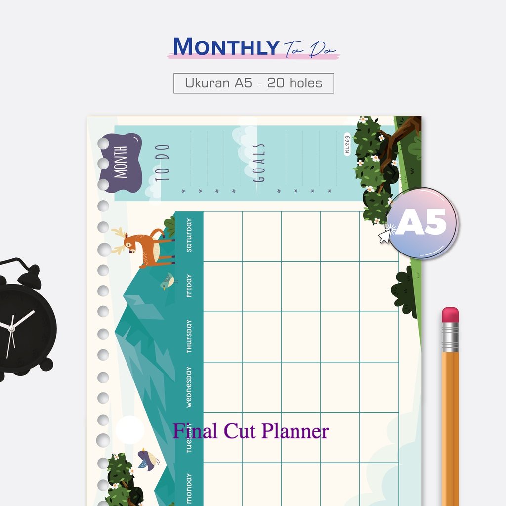 

Bukuqu Loose leaf A5 - NL263 Monthly To Do - Stationery - Bookpaper - Kertas Binder .