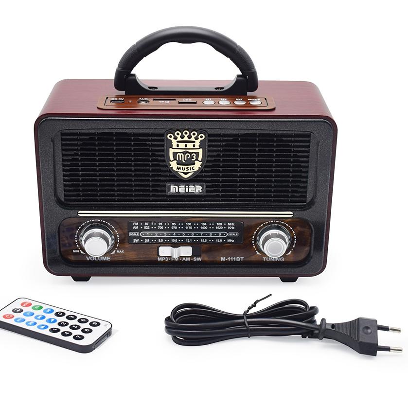 Harga Spesial Radio Portabel 110BTS Retro FM/AM/SW Radio Speaker System dengan BT USB TF Card Player
