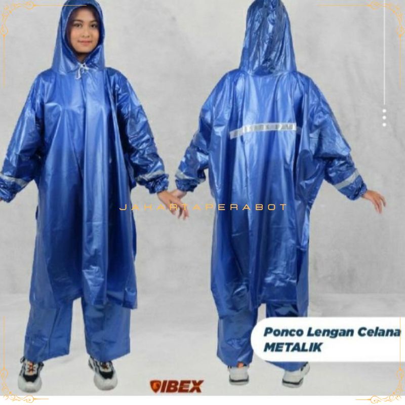 IBEX - Jas Hujan Setelan Ponco + Celana Pria Wanita Dewasa / Mantel Jas Hujan