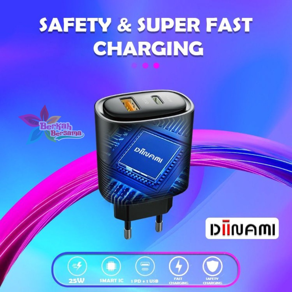 BATOK CHARGER DIINAMI  POWER SUPER II Dual Port USB (2.4A ) &amp; Type-C (PD) 3A 25W bergaransi BB7276