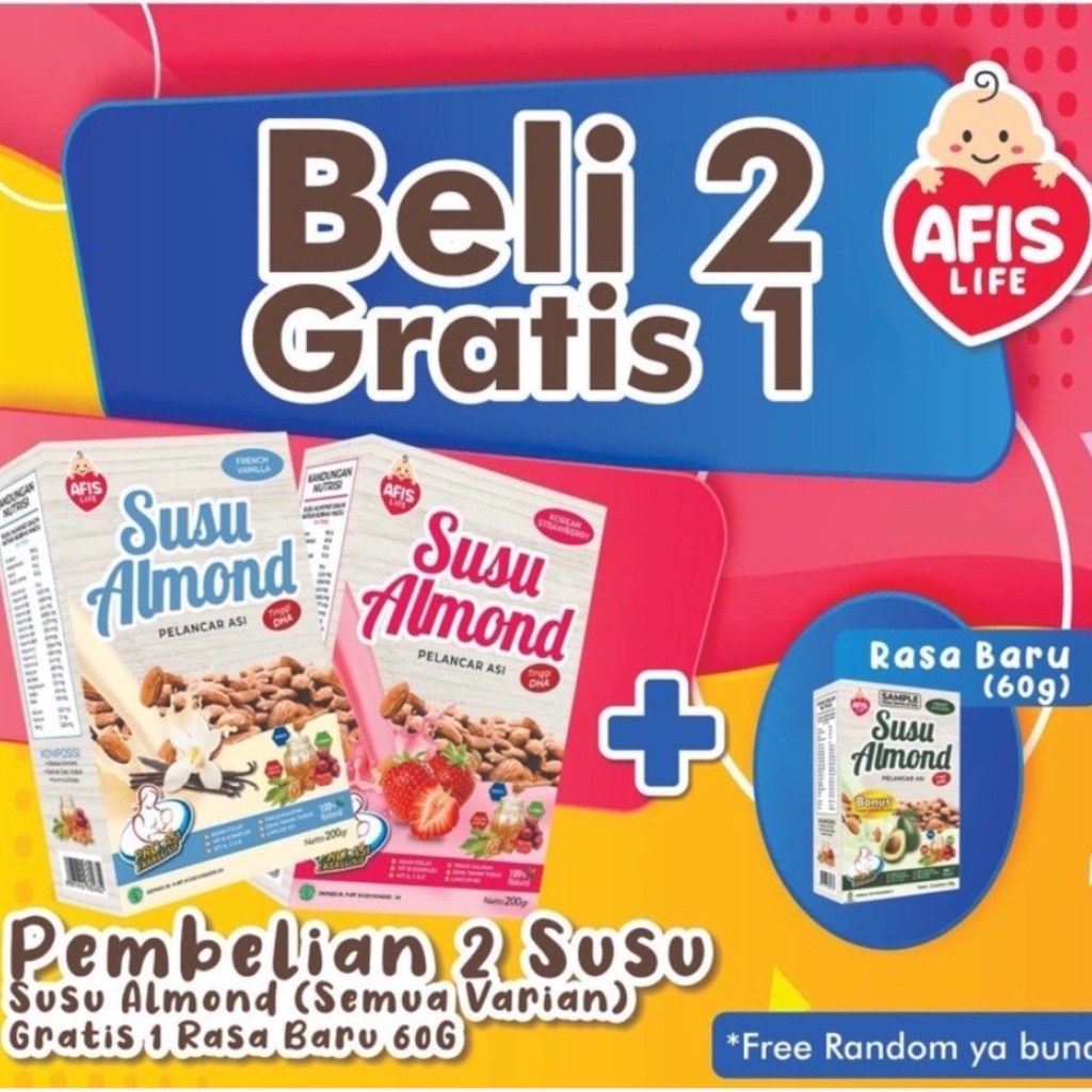 SUSU ALMOND AFIS VANILLA PELANCAR ASI BOOSTER ASI NUTRISI 200 Gr