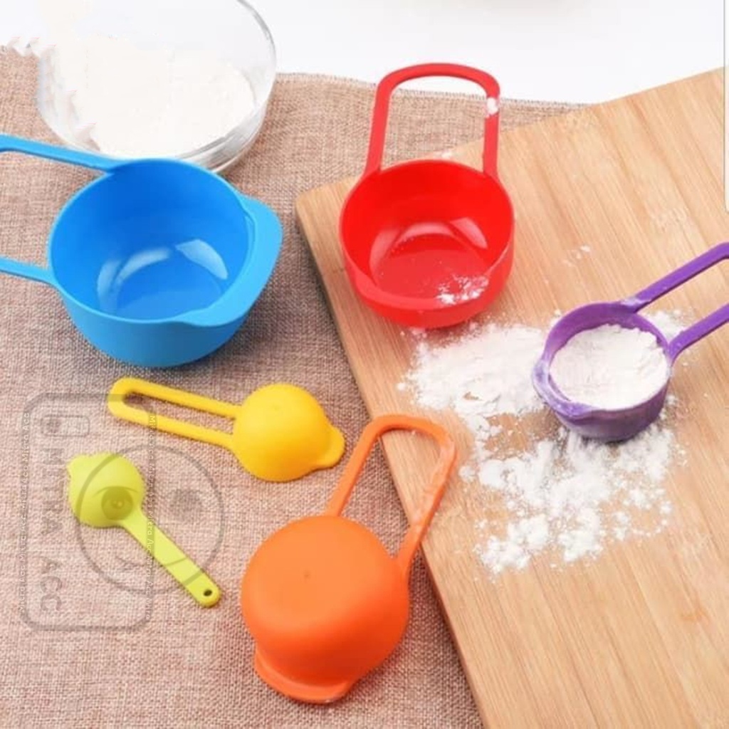 Sendok Takar Bumbu Set 6in1 Takaran Dapur Measuring Spons Cup