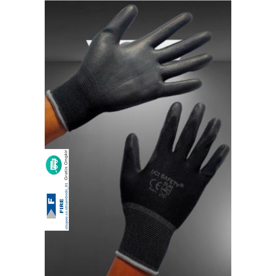 Sarung Tangan Berkebun Tukang Telapak Tangan dilapisi karet Bahan Nylon Polyester Elektronik Assembly Static Multi Purpose Polyurethane Kerja Palmfit Safety Gloves Security Dilapisi Karet Industri Pabrik Uci Safety Motor Bengkel