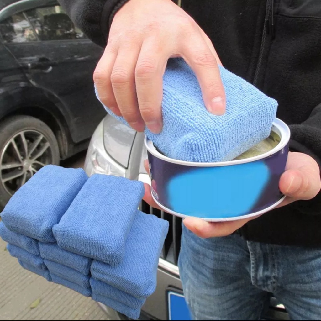 Microfiber Pad Aplicator Busa Wax Poles Kotak Perawatan Kendaraan