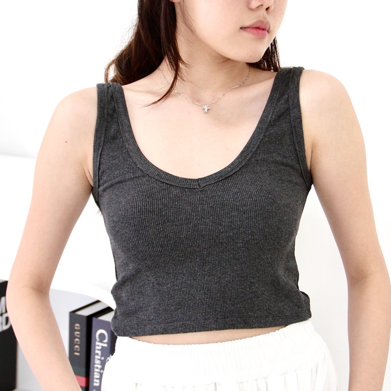 VYN TOP | Ribbed Knit V shaped Tank Tanktop Summer Kotak Crop Top Stretch Rib SOMA
