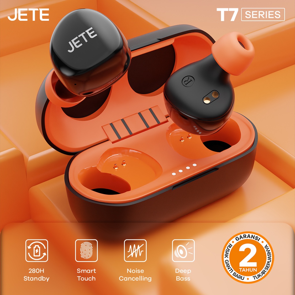 TWS Earbuds Headset Bluetooth | Earphone Bluetooth JETE T7 - Garansi  2 Tahun