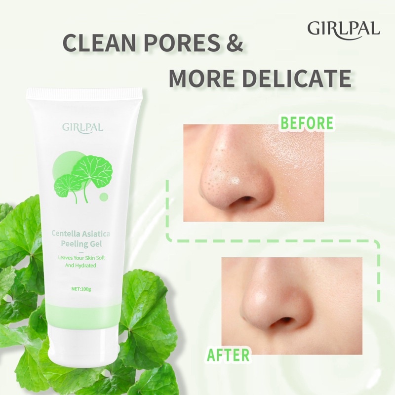 GIRLPAL Centella Asiatica Peeling Gel 100g Facial Glowing Blackhead Cleaner Body Exfoliating Mencerahkan Dan Mengangkat Sel Kulit Mati BPOM