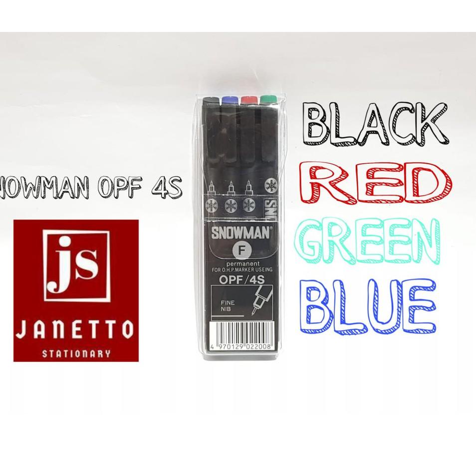 

Paling Favorit Snowman Spidol Permanent OHP Marker OPF 4S / Fine Nib Set isi 4