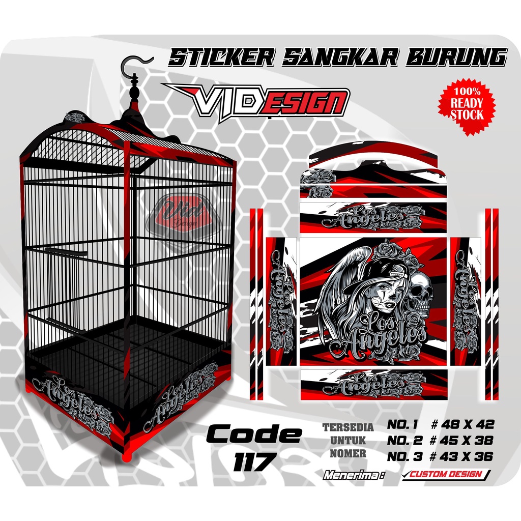 DECAL SANGKAR KOTAK STIKER KANDANG KACER KENARI RADJA NO 1 2 3