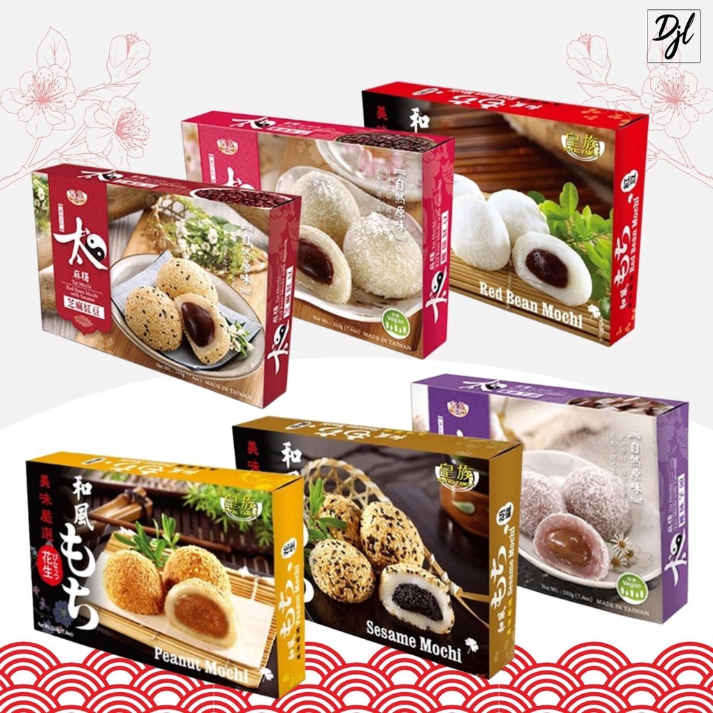 

Royal Family Kue Mochi Jepang Import Dalam Kemasan isi 6 Pcs Dengan Varian Rasa Peanut Taro Sesame Red Bean 1 Pak