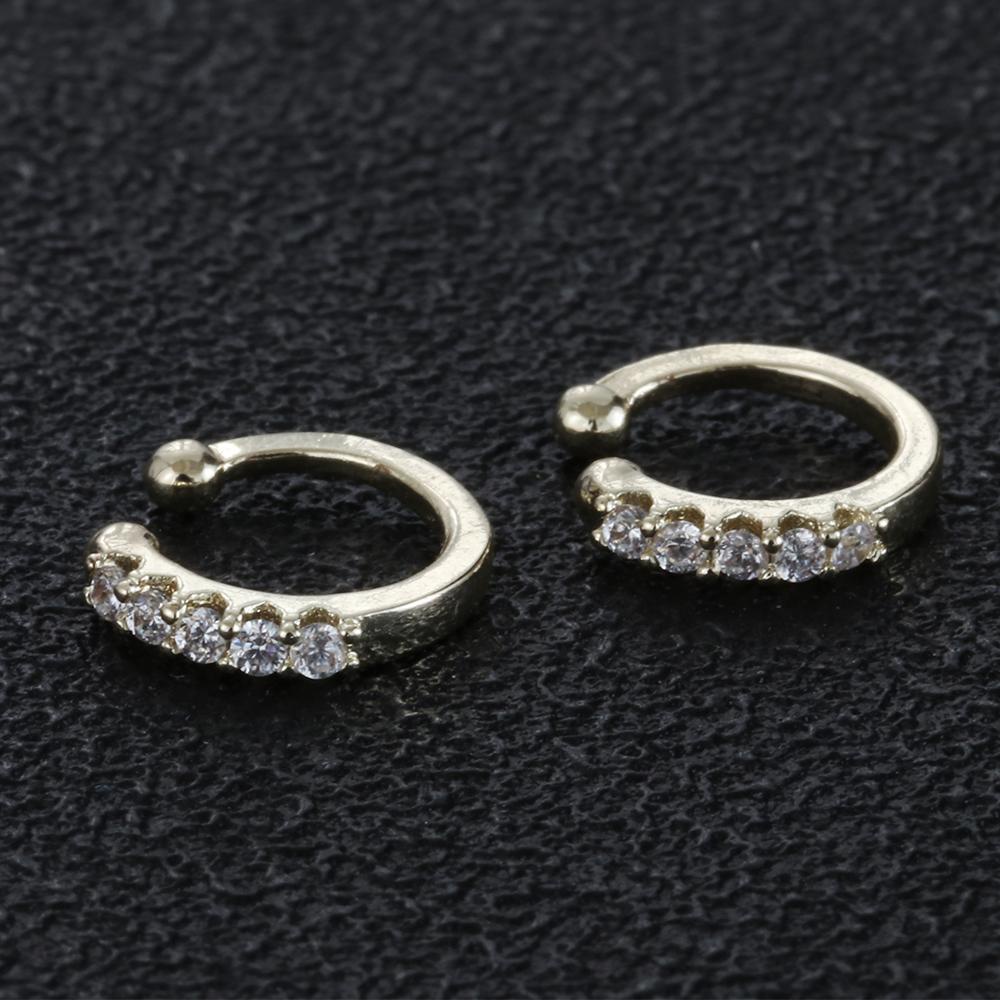 Lily CZ Cuff Earrings Aksesoris Klip Telinga Perhiasan Pesta Setengah Lingkaran Ear Cuff