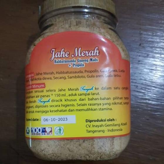 

10.10 MALL JAHE MERAH INAYAH Isi 330gr |Jahe Plus Ginseng Madu Plus Propolis kemasan botol oval dan bulet buruan