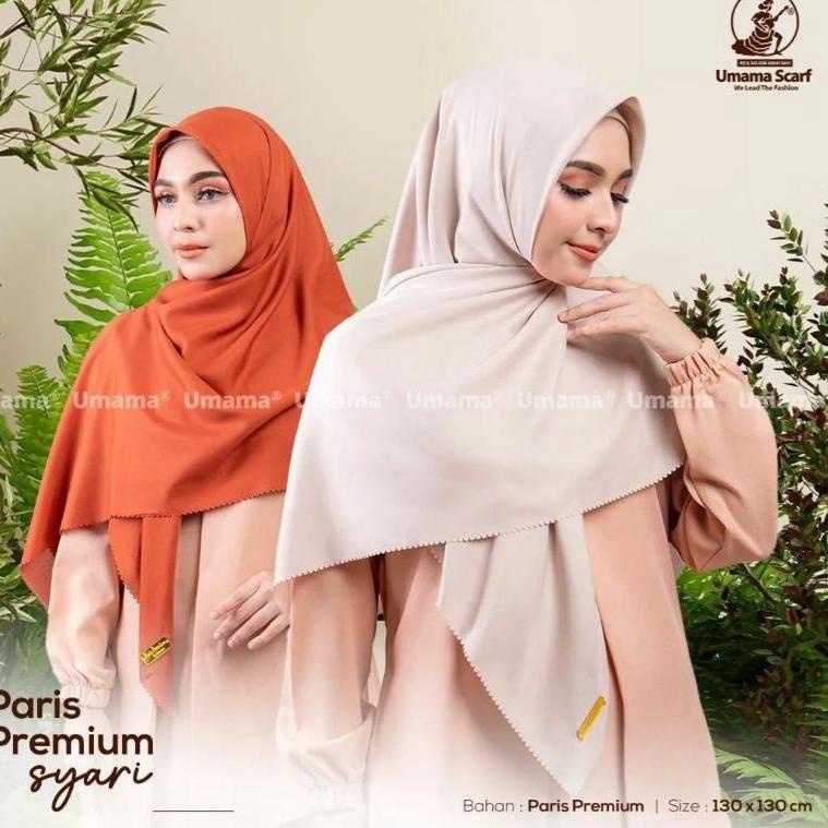 ボ PARIS PREMIUM SYAR'I LC By Umama ORI Hijab Segi Empat SYARI Polos LACER CUT KERUDUNG KHIMAR TERBAR