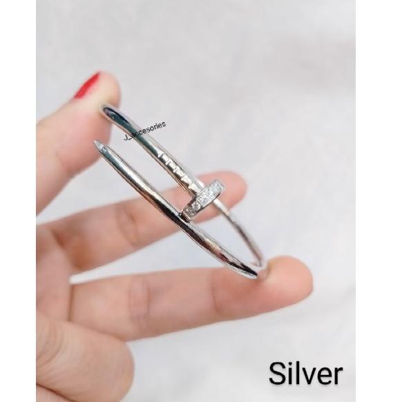 D0N4 (lingkar kecil&besar) gelang paku lentur polos&permata titanium "pum" asli dm 5,5cm&dm 5cm