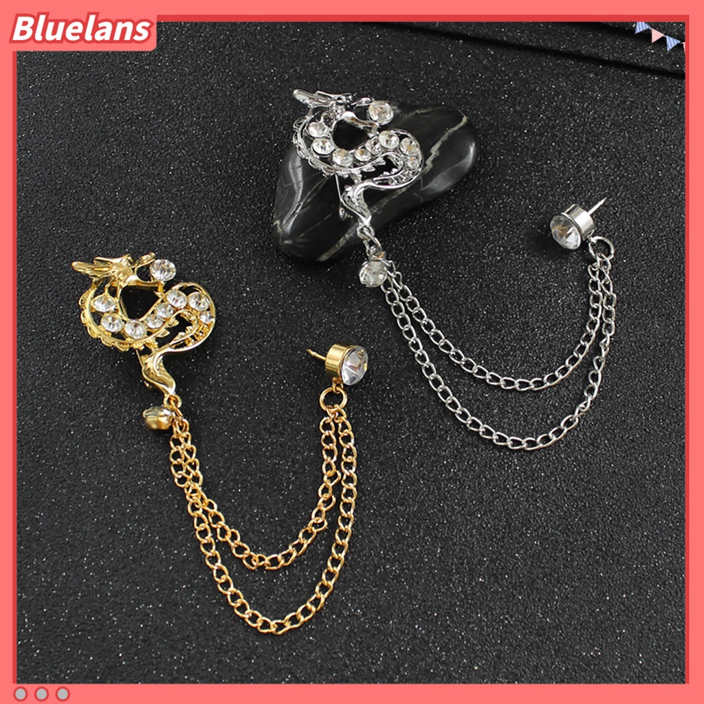 Bluelans Metal Badge Creative Pretty Chinese Style Rhinestone Dragon Brooch for Men