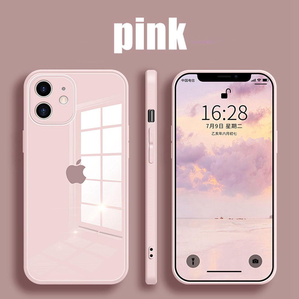 Casing Tempered Glass iPhone 14 Pro MAX 11 12 13 Pro MAX 14 PLUS Full cover Kamera Bahan Silikon