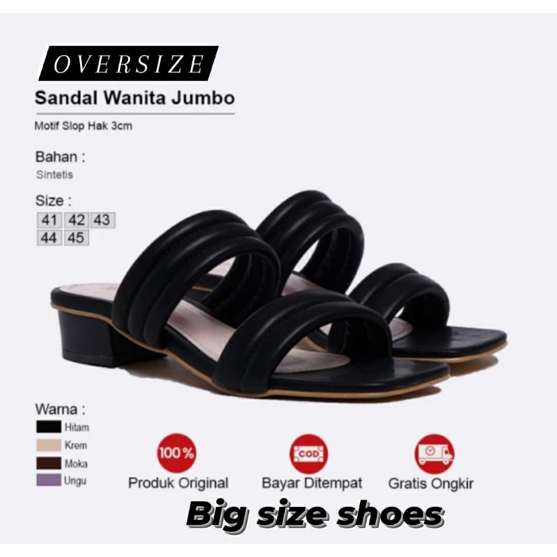 OVELLA Big Size shoes 41.42.43.44.45 Higheels Ukuran Besar Oversize Hitam Pesta Cantik