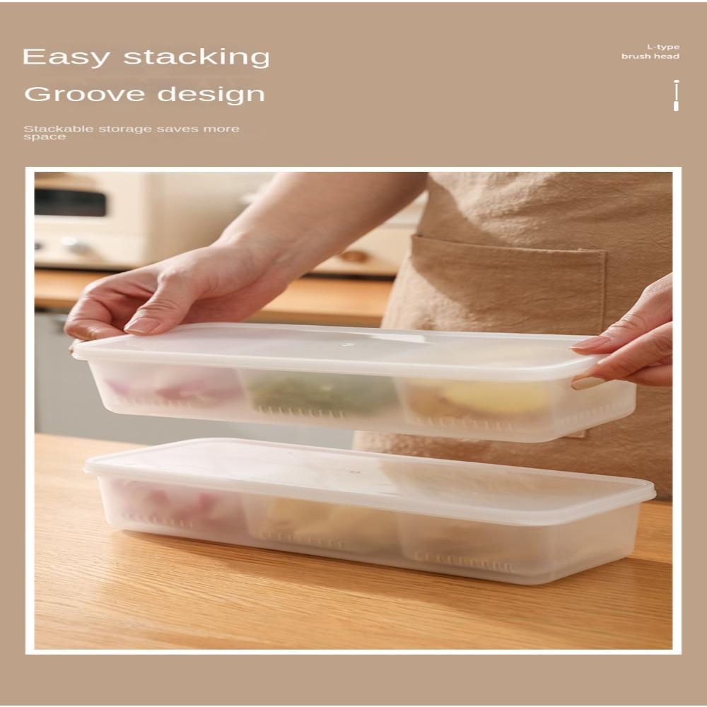 Chookyy Garlic Fresh-keeping Box Multi-Fungsi Kulkas Freezer Organizers Dapur Gadget Double-layer Tiga Grid Kotak Sayur Dengan Penutup