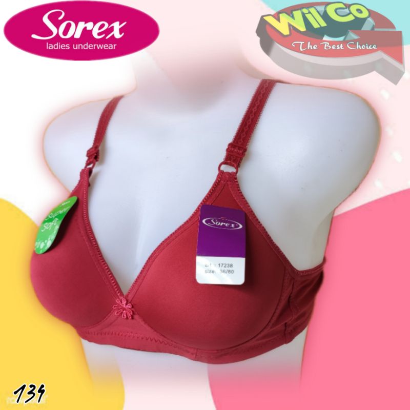 K134 - BRA WANITA SOREX BRA BUSA TANPA KAWAT CUP A/B SIZE 34-40 DUA KAIT