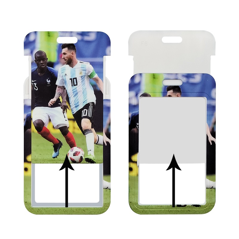 Pelindung Lengan Kartu ID Dengan Pencetakan Pola Piala Dunia Bintang Sepak Bola Pemegang Kartu Dengan Gantungan Kunci Untuk ID Tag Card Gantungan Kunci Dan Pemegang Ponsel Sling