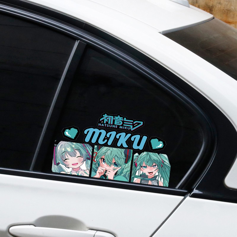 Hatsune Miku Dua Dimensi Stiker Kartun Kaca Depan Stiker Pintu Mobil Stiker Miku Untuk Honda