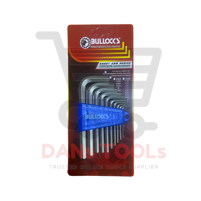 Kunci L Pendek BULLOCKS Set 10 pcs - Short Hex Key Wrenchs