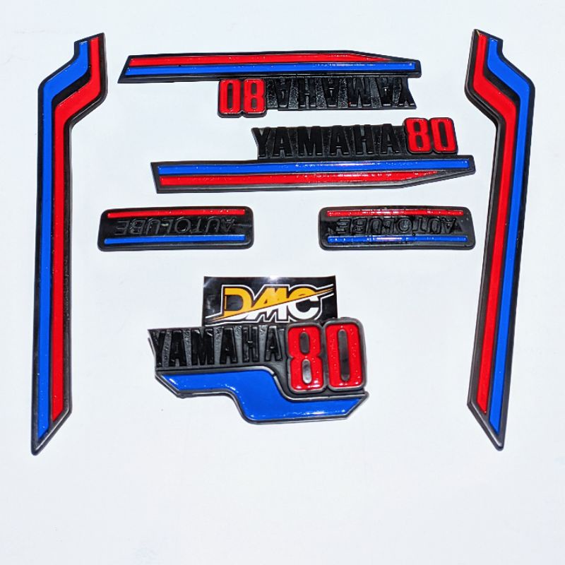 EMBLEM SET YAMAHA V80 PLATINA & CDI 1980-1982 (BISA PILIH) LOGO TIMBUL BODY 1 SET ATAU ECER TANGKI T