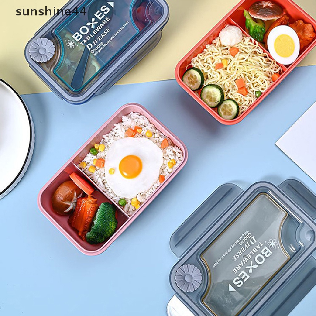 Sunshine Kotak Makan Bento Portable Bentuk Persegi Panjang Anti Bocor, Bisa Untuk Microwave