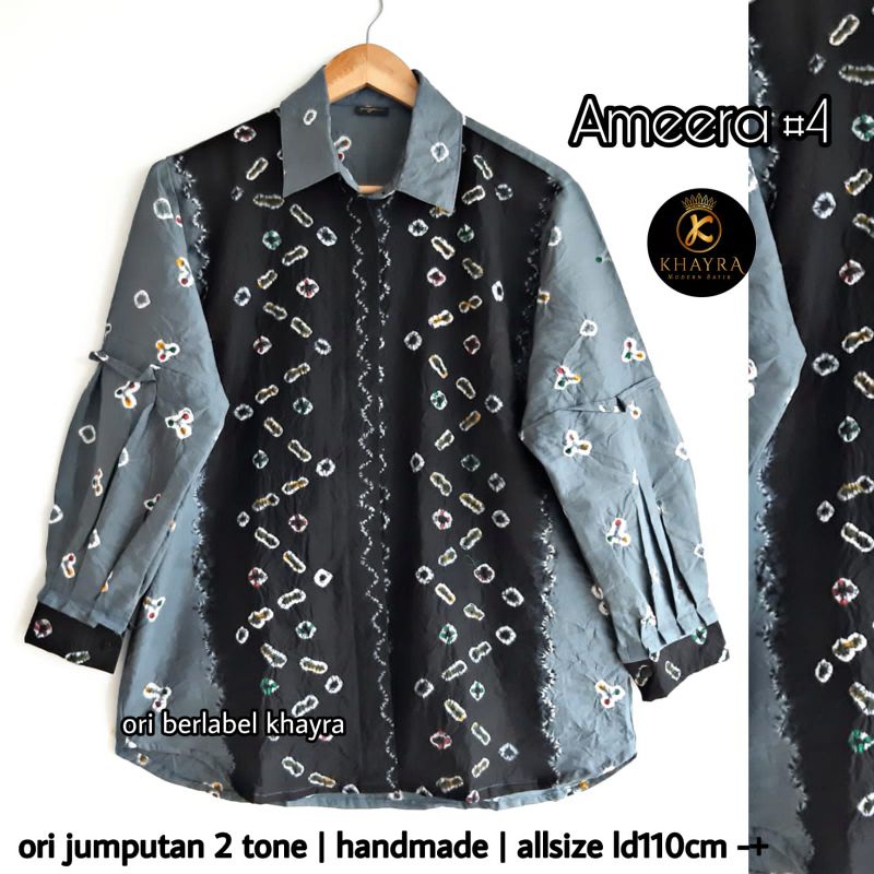 blus jumputab 2 tone ameera batik solo atasan kerja blus  wanita