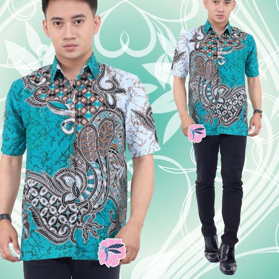 Kekinian BAJU BATIK PRIA MOTIF BIRU HIJAU TOSCA BATIK PEKALONGAN JAWA PRIA   .. .. .. ..