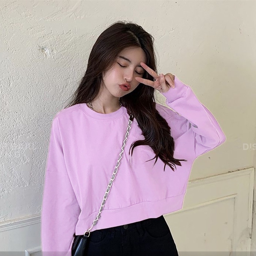 Sweater Wanita Model Lenka | Korean Style Crop Sweater | Atasan Wanita | Bahan Fleece | Allsize