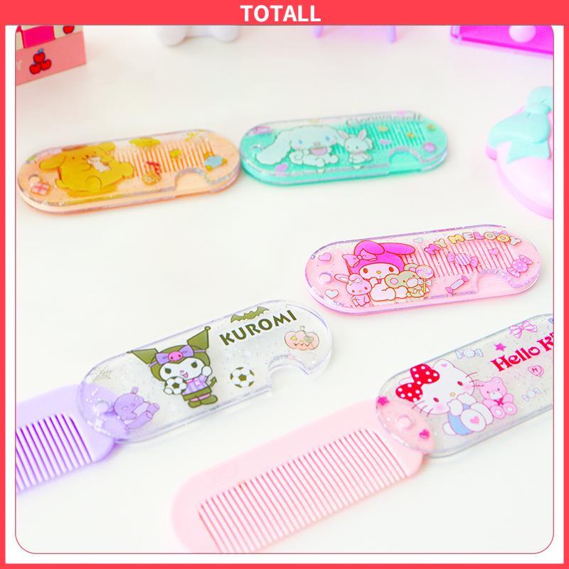 COD Sisir Kecil Plastik  Kartun Lucu Lipat Portabel Sisir Poni  Kuromi Melody Cinnamoroll Kitty-Totall