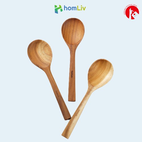 Ktmstore homLiv Irus Sendok Soup Kayu Jati Godiva Foodgrade Irus Wooden Soup Spoon