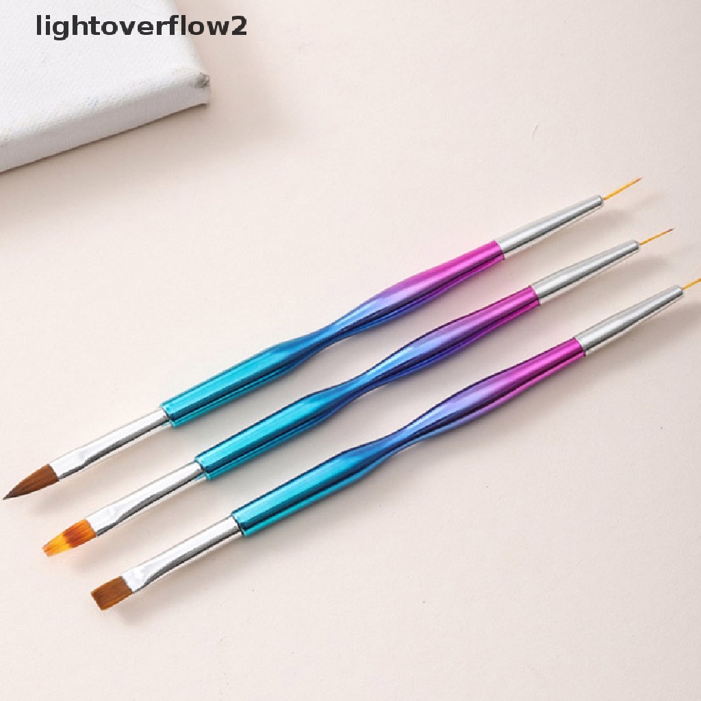 (lightoverflow2) 3pcs / Set Brush Nail Art Ultra Tipis Untuk Aplikasi Kutek 3D (ID)