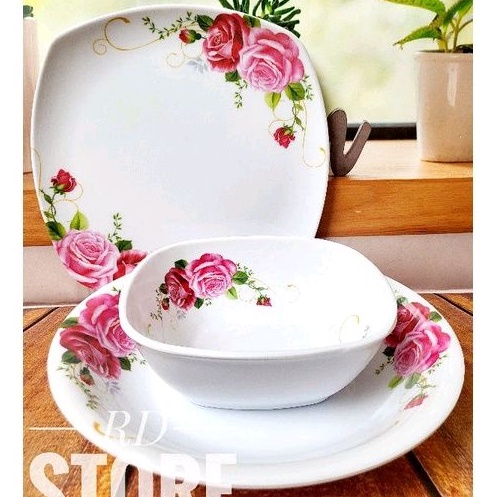 PROMO SET ALAMAT MAKAN MOTIF ROSE MELAMINE