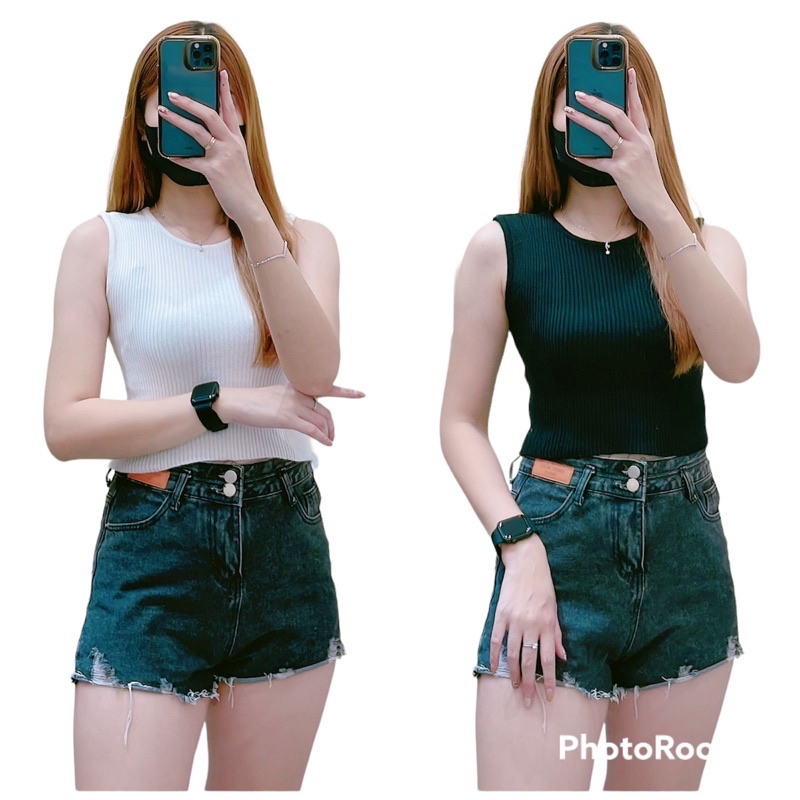 Crop Top Rajut | Singlet Rajut Wanita Basic Crop