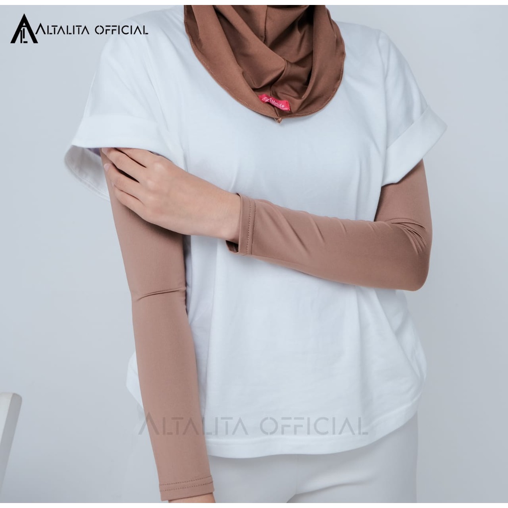 Altalita - Mangset Tangan Muslimah Lengan Panjang Polos | Handsock Tangan Muslimah Tanpa Lubang Jempol | Manset Tangan Wanita Lengan Panjang Muslimah Bahan Jersey Premium