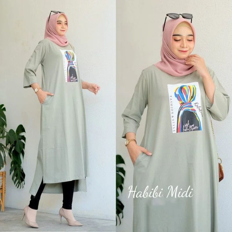HABIBI MIDI DRESS / DRESS TERBARU / DRESS MUSLIM / DRESS KAOS