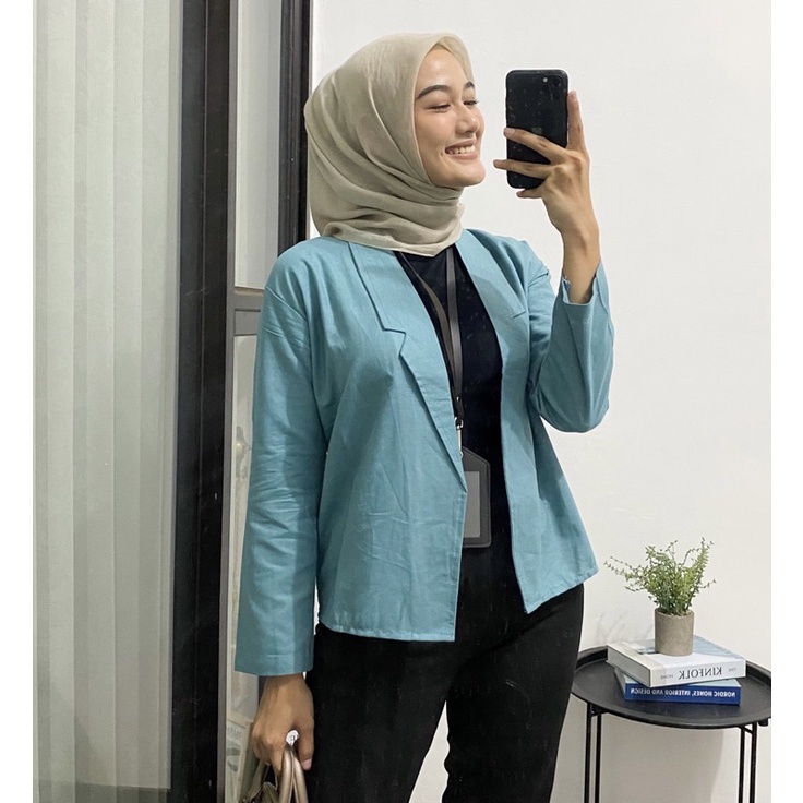 Blazer Linen Wanita Nancy Loona Casual Outer Wanita Korean