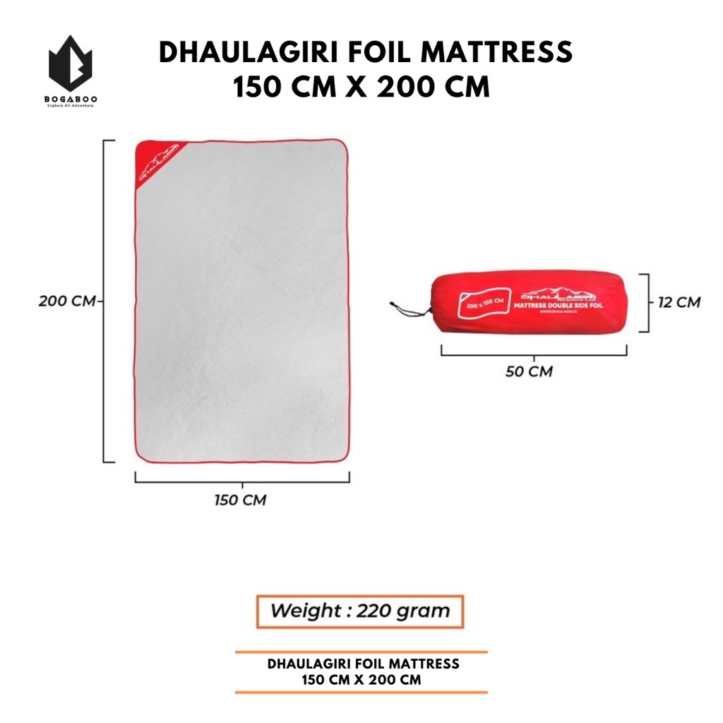 Matras Alumunium Dhaulagiri - Dhaulagiri Foil Mattress 150 Cm X 200 Cm- Matras Foil - Alas Tenda - Matras Tenda - Matras Camping