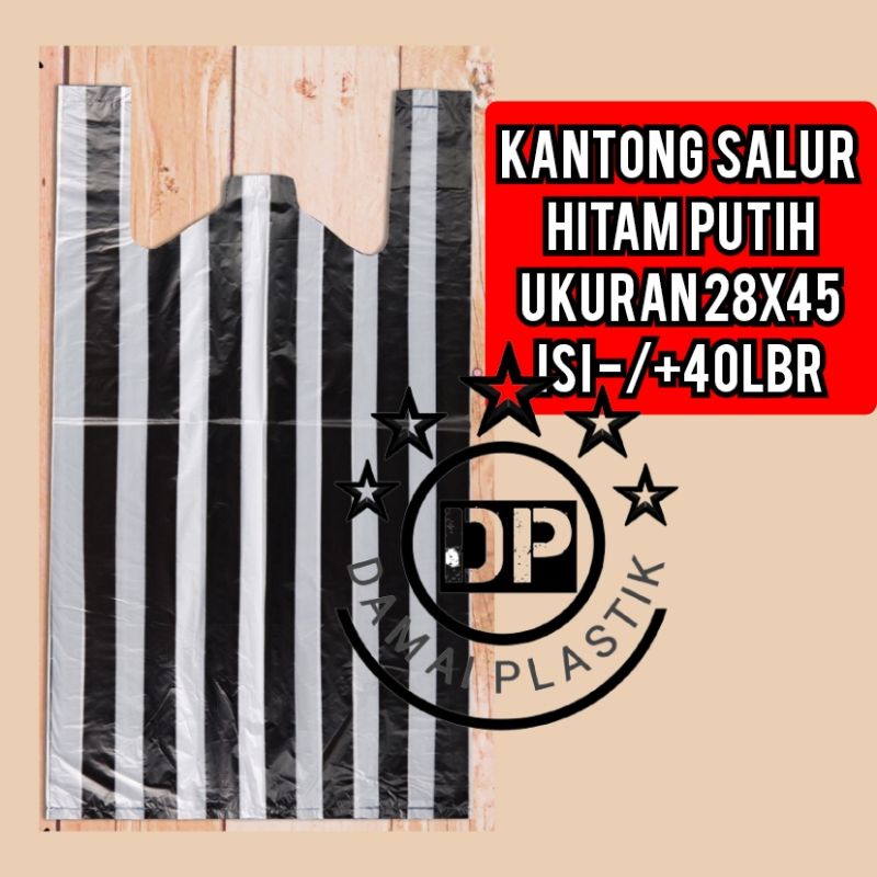 Kantong Plastik KRESEK Salur Hitam Putih (Kacer) Ukuran 28