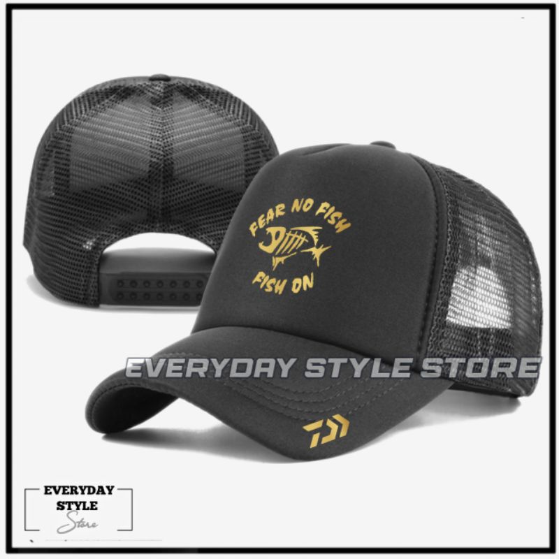 Topi Fear No Fish Fish On Daiwa Trucker Jaring / Topi Mancing Fear No Fish