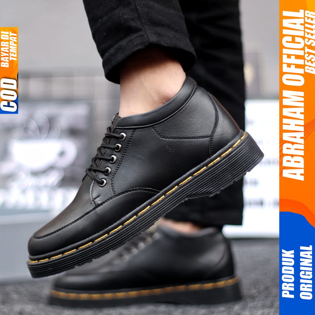 Sepatu Pantofel Formal Docmart Low Boots Kerja Kantor Pria Hitam Abraham GAVI