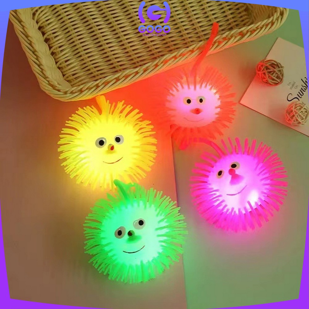 GOGO-M289 Mainan Anak Ubur Ubur Bola Lampu Puffer Ball Yoyo Led Warna Warni / Mainan Yoyo Karet Ubur Ubur Bola Duri / Bola Anti Stress