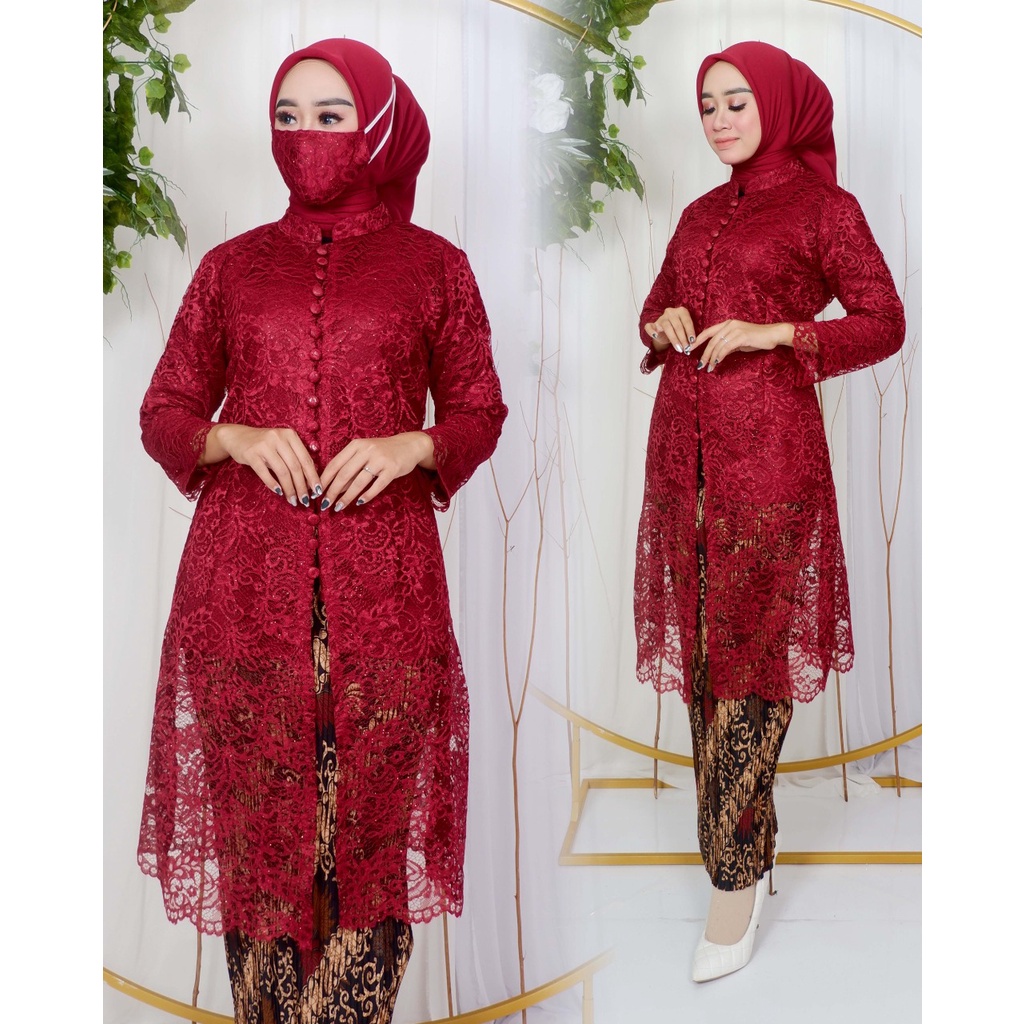 Set Kebaya Tunik Kancing depan Tunik Brokat Kebaya Modern Kebaya tile Kebaya