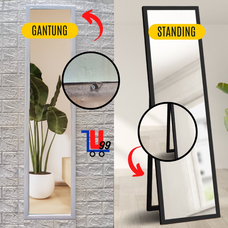 Kaca Cermin Full Body Aesthetic Cermin Model Standing Mirror dan Model Tempel Dinding Minimalis Rias Hiasan Rumah Kamar UK.127 X 30 CM Termurah